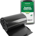 Black Plastic Sheeting 6 Mil 10 x 25 FT, Heavy Duty Polyethylene Sheeting, Waterproof, UV Protection, for Weed Barrier, Moisture, Construction Film, Lumber Tarp, Ground Cover