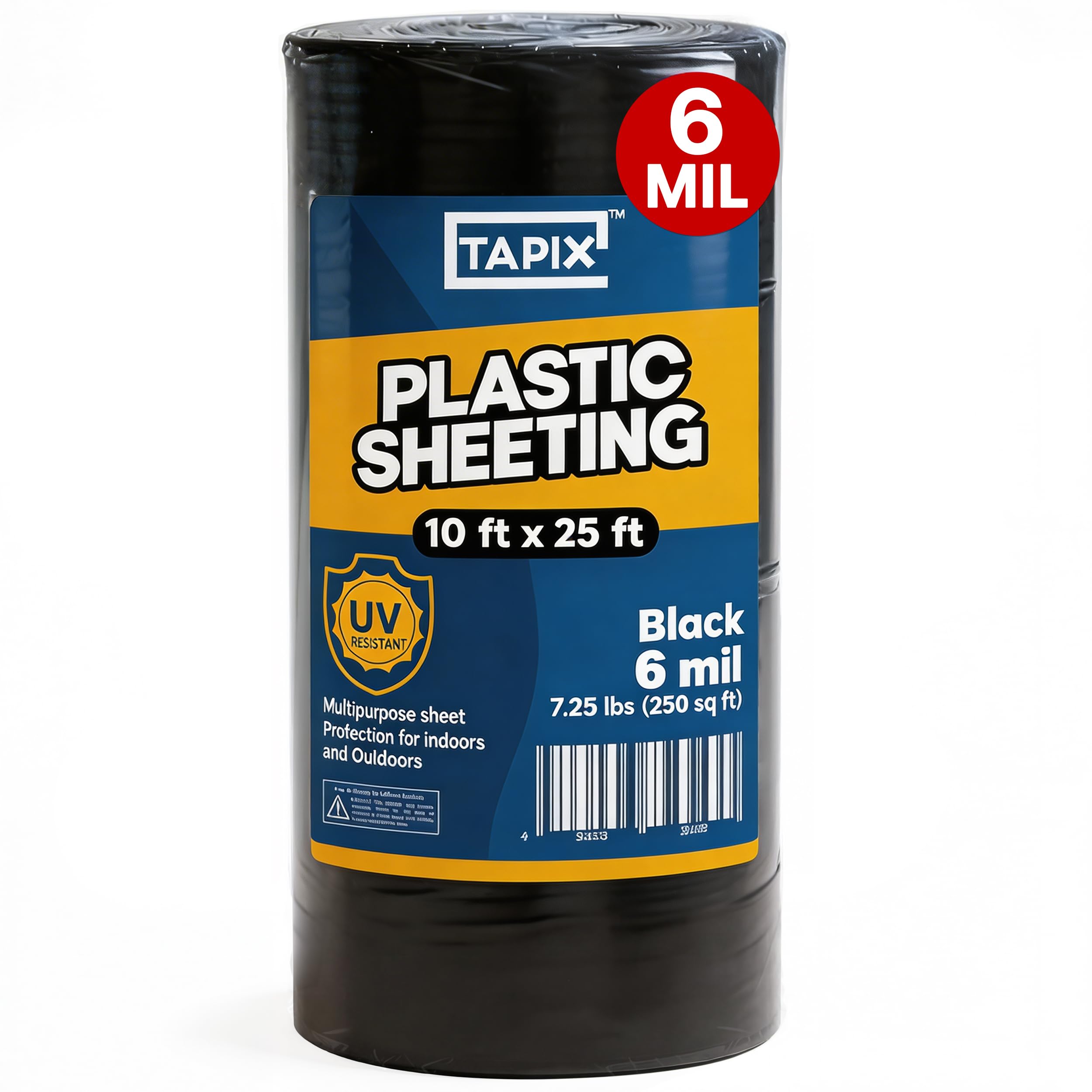 Plastic Sheeting (10' x 25') Long, 6 Mil - UV Protection Poly Sheeting Polyethylene Film, Heavy Duty Greenhouse Plastic Sheeting