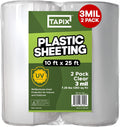 Plastic Sheeting (10' x 25') Long, 3 Mil (2 Pack) - UV Protection Poly Sheeting Polyethylene Film, Heavy Duty Greenhouse Plastic Sheeting