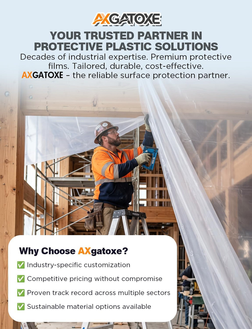 Axgatoxe 6 Mil 10x25 FT Heavy Duty Greenhouse Plastic Sheeting, 1-Roll | Tear-Proof, Waterproof, UV Protection Clear Plastic Drop Cloth for Industrial Construction Painting Farm Courtyard Covering