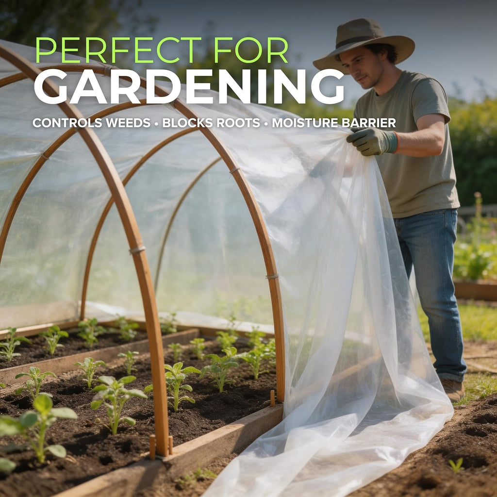 Plastic Sheeting (10' x 25') Long, 3 Mil (2 Pack) - UV Protection Poly Sheeting Polyethylene Film, Heavy Duty Greenhouse Plastic Sheeting