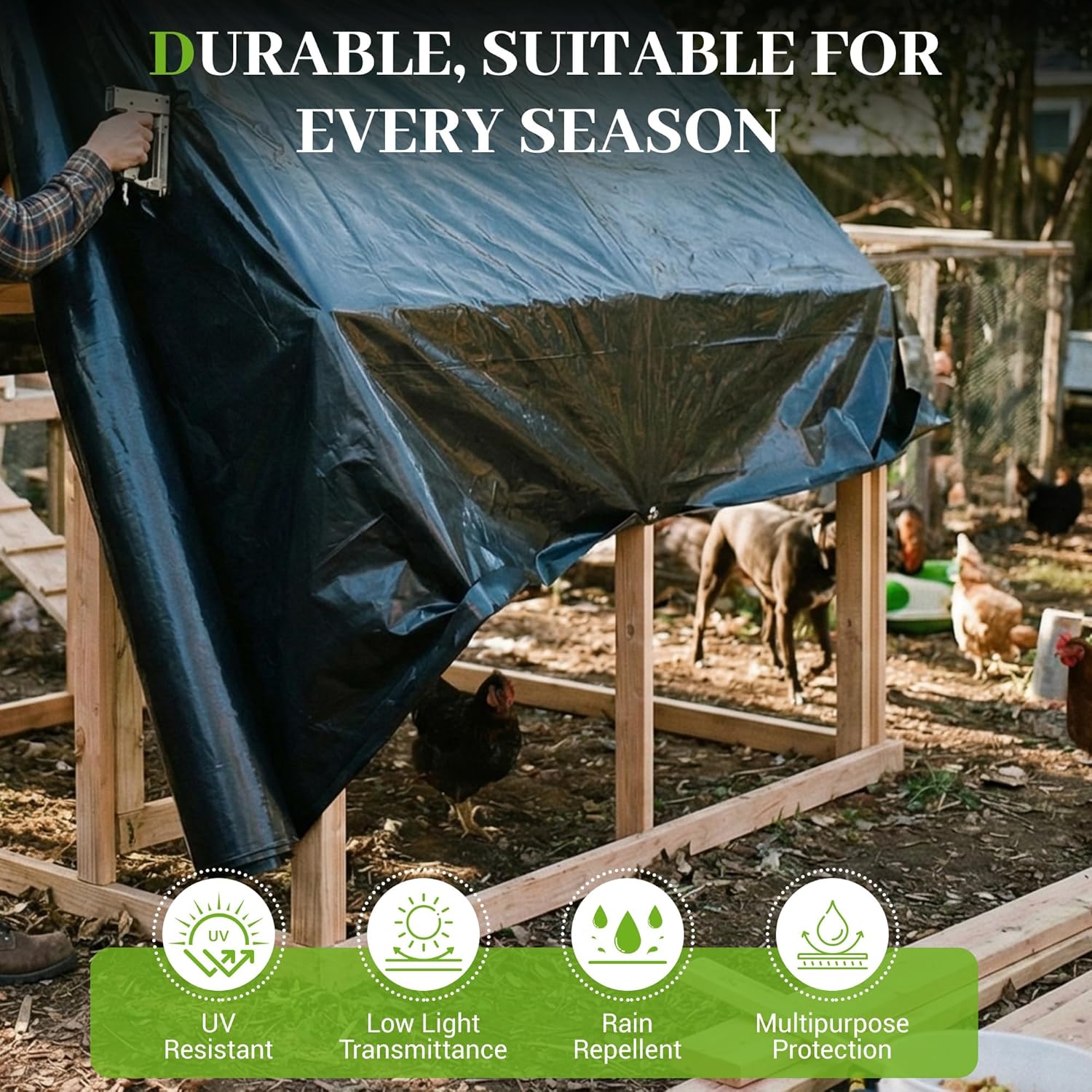 Black Plastic Sheeting 6 Mil 10 x 25 FT, Heavy Duty Polyethylene Sheeting, Waterproof, UV Protection, for Weed Barrier, Moisture, Construction Film, Lumber Tarp, Ground Cover