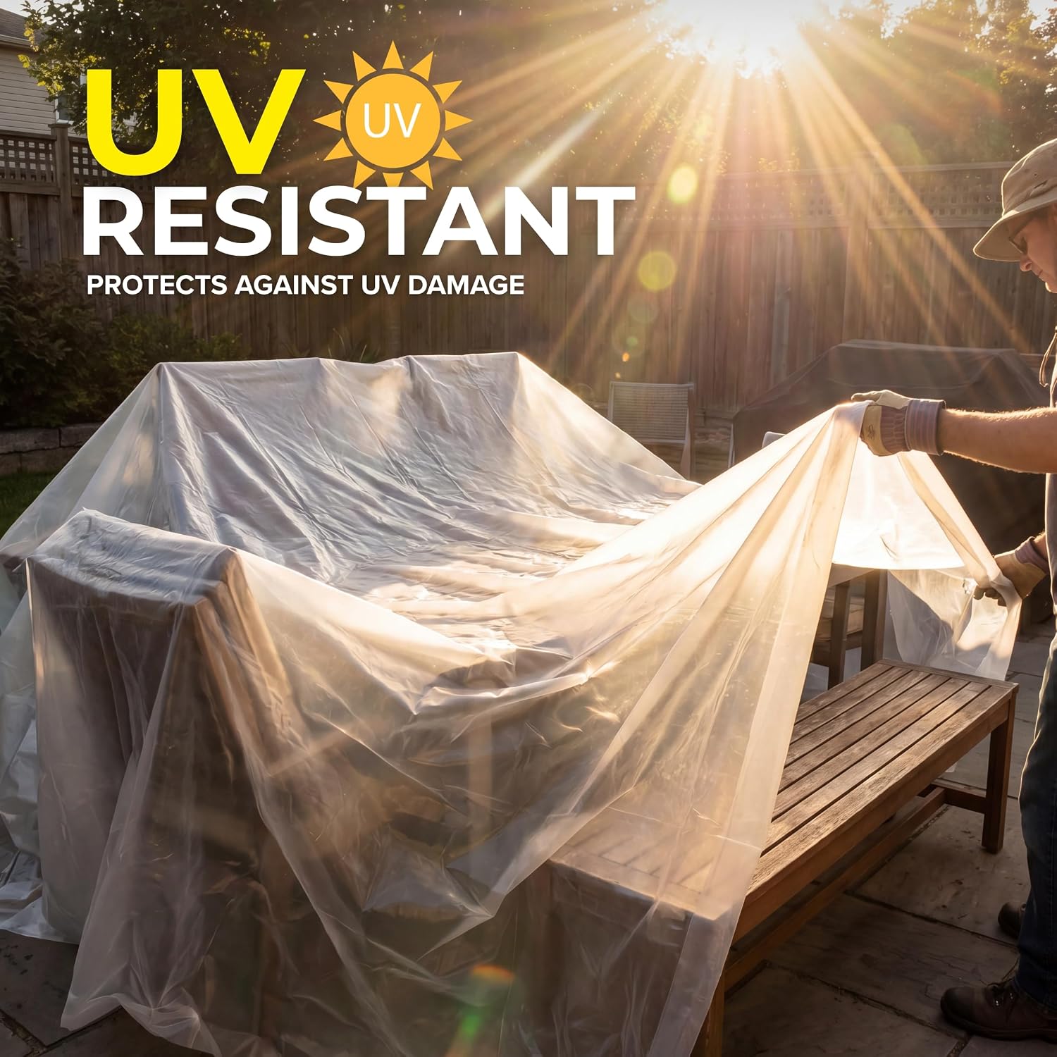 Plastic Sheeting (10' x 25') Long, 6 Mil - UV Protection Poly Sheeting Polyethylene Film, Heavy Duty Greenhouse Plastic Sheeting