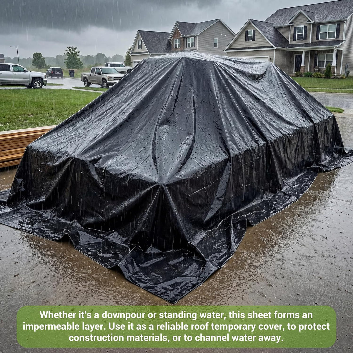 Black Plastic Sheeting 6 Mil 10 x 25 FT, Heavy Duty Polyethylene Sheeting, Waterproof, UV Protection, for Weed Barrier, Moisture, Construction Film, Lumber Tarp, Ground Cover